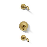 Purist Rite-Temp Bath And Shower Trim Set With Push-Button Diverter And Lever Handle, Less Showerhead