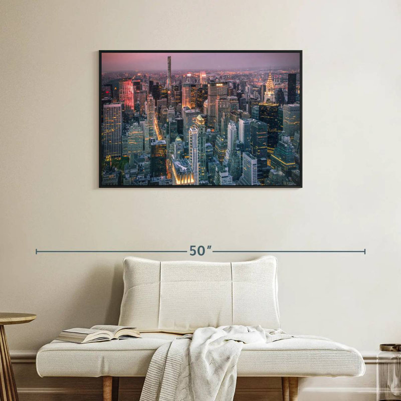 NY Cityscape Lights, Floating Frame Black, 37" X 25"