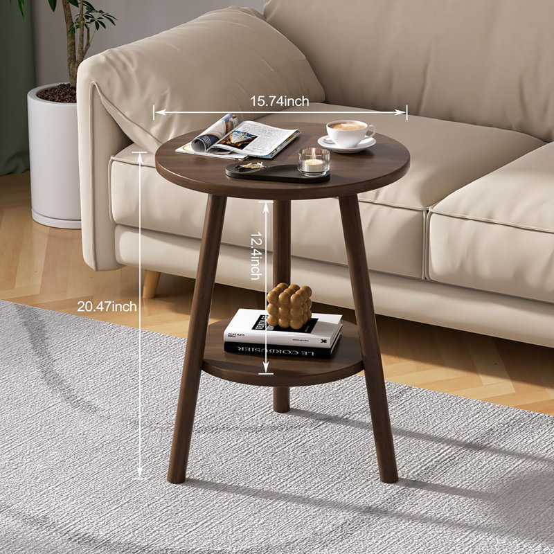 Table d'appoint ronde double épaisseur, Noyer, Noyer