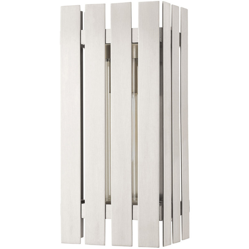 Solid Brass Wall Light, Brushed Nickel, 10" H x 6" W x 6" D