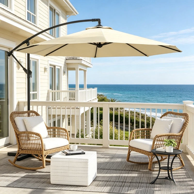 Grand parasol de patio, abat-jour moderne réglable en acier de 10 pi pour la maison