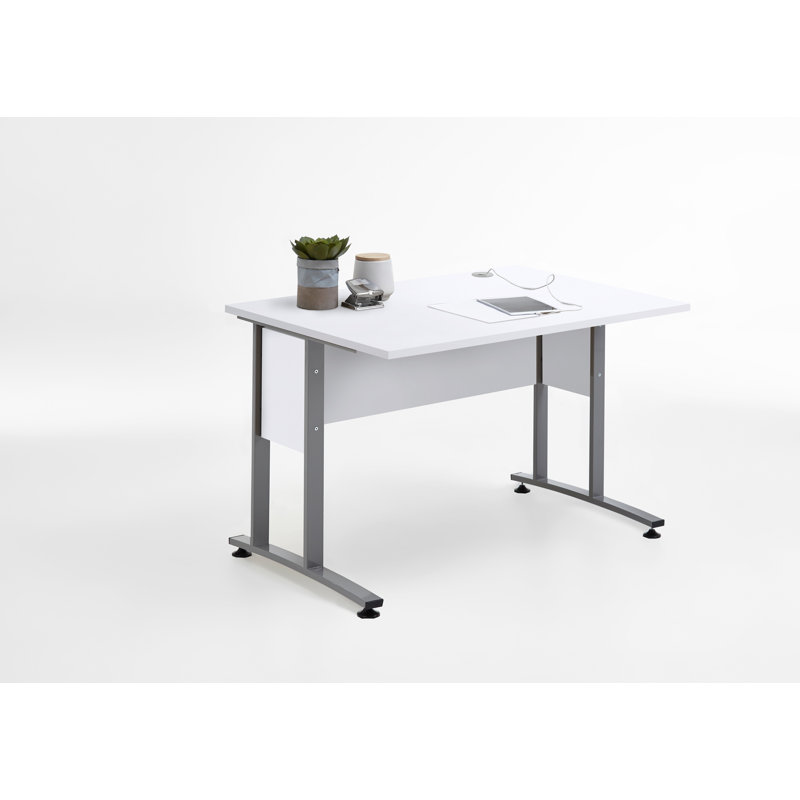 Cepeda Metal Base Desk Shell, Weiß/Grau, 75 cm H x 160 cm B x 80 cm T