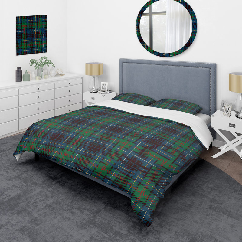 Ensemble de housse de couette en microfibre vert / bleu / noir 3 pièces, Housse de couette double / grand + 2 taies décora