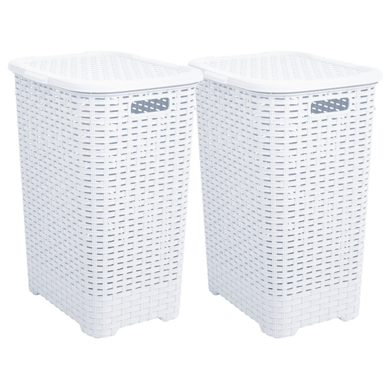 Panier à linge en osier, H 23,25 po x l 17 po x P 14 po, Blanc