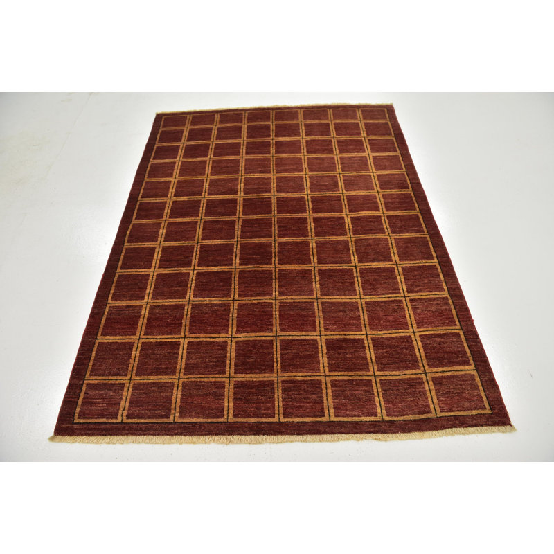 Tapis de la zone en laine 7 pi x 6 pi 7 po one-of-kind main noué la Nash
