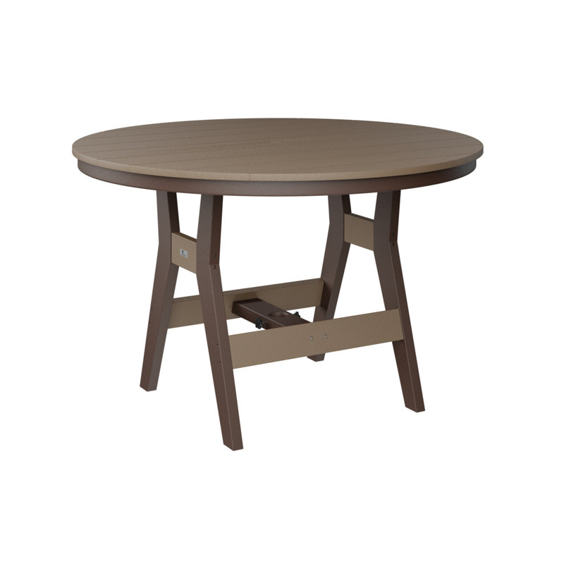Harbor Outdoor Round Bar Table, Chocolate Brown, Weatherwood