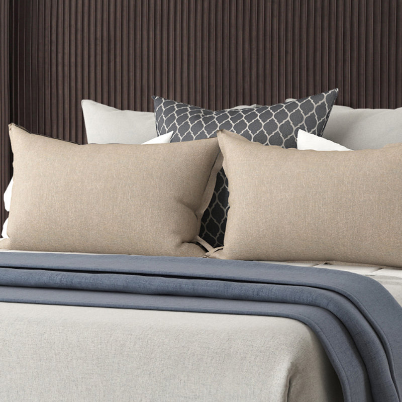 Aazad Pleated Upholstered Bed, King, Beige
