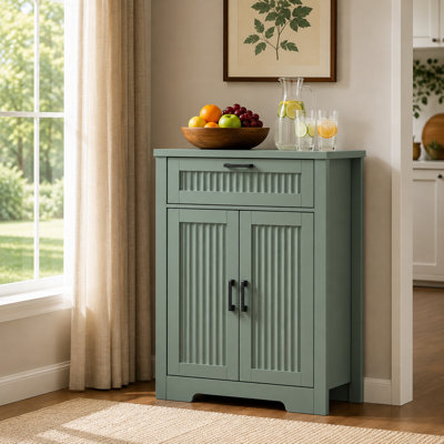 Buffet de ferme 25,19 "avec tiroir et tablette ajustable - Buffet cannelé pour la cuisine, la salle à manger, le salon, le vestibule