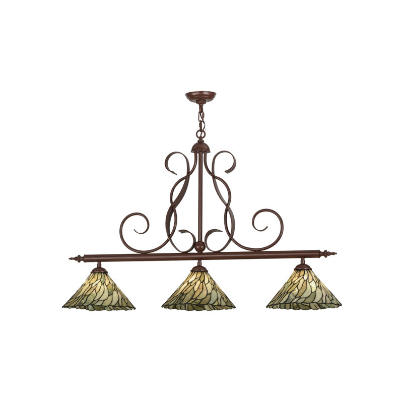Rustic Jadestone 3-Light Glass Island Pendant