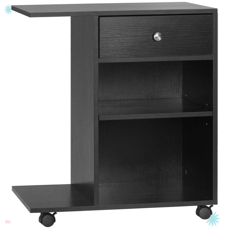 Bureau d'imprimante Vinsetto, support pour chariot roulant avec roulettes et tablette réglable