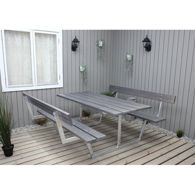Beather Rectangular Outdoor Dining Table , 444.5cm cm W 533.4cm cm D, Grey