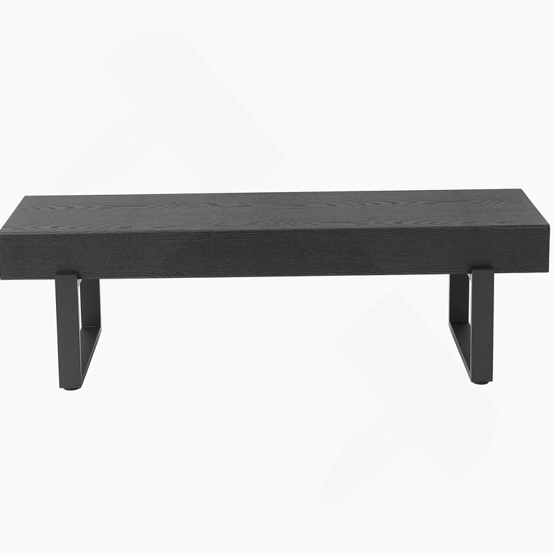 Upholstered Bench For Bedroom End Of Bed,59"L Rubberwood Bench For Livingroom With Padded Cushion,Versatile Modern Shoe Bench For Entryway, Black