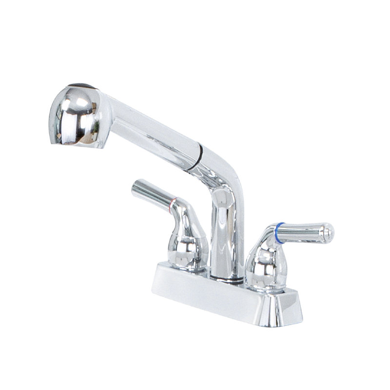 Dual-Handle ABS Plastic Pull-Out Faucet, Chrome