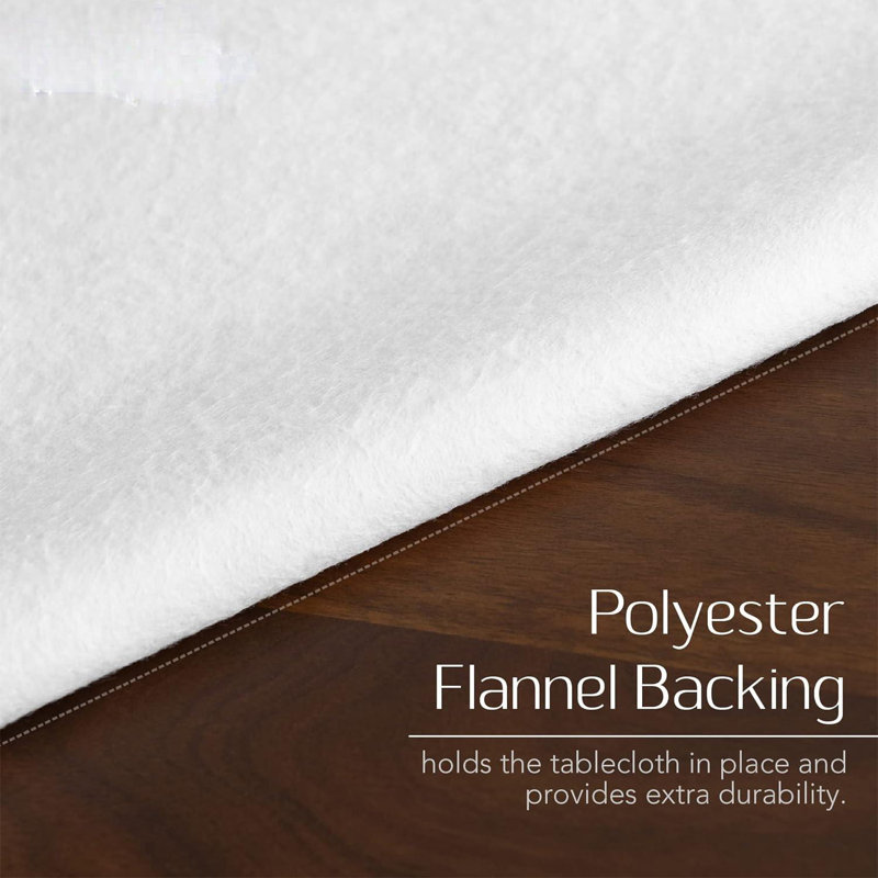 Floral Damask-Scroll Water- And Stain-Resistant Vinyl Tablecloth With Flannel Backing, 60 Inches X 120 Inches, Rectangle, Blue