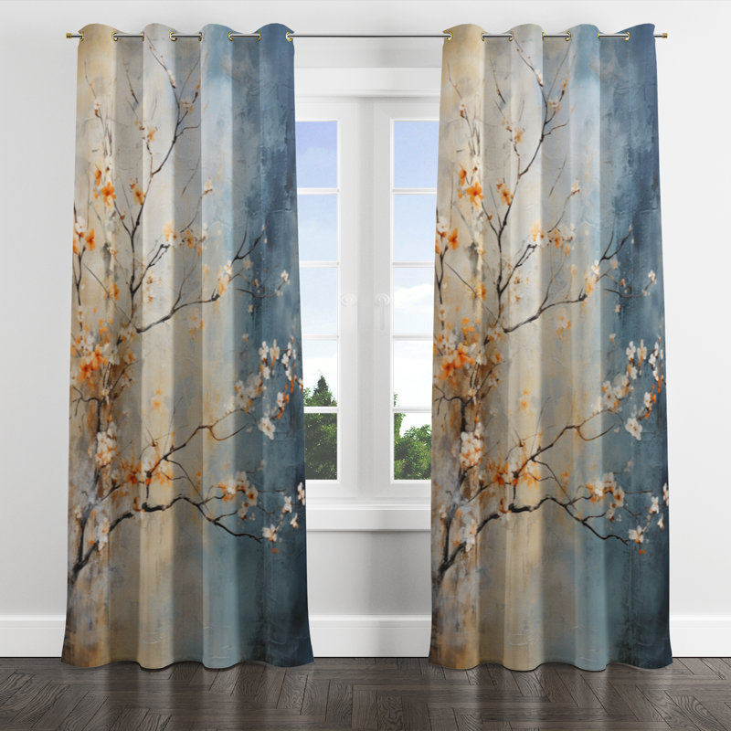 Rideau occultant traditionnel avec œillets orange et bleu sarcelle Glowing Embers III, l 52 po x L 90 po, Œillets dorés