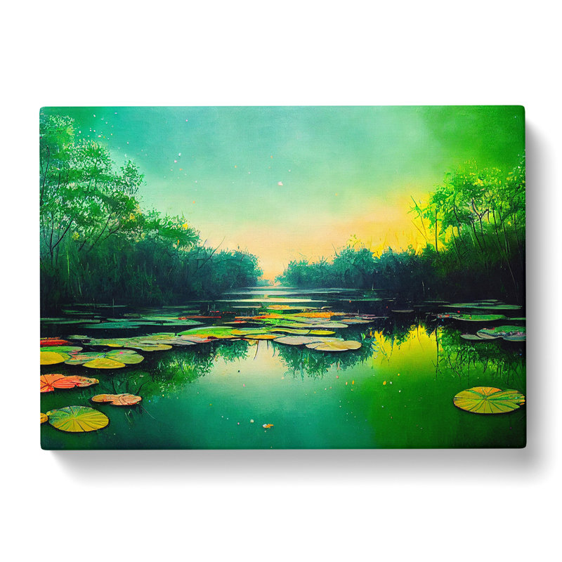Joyful Water Lily Pond - Wrapped Canvas Print, 50cm H x 76cm W x 3cm D