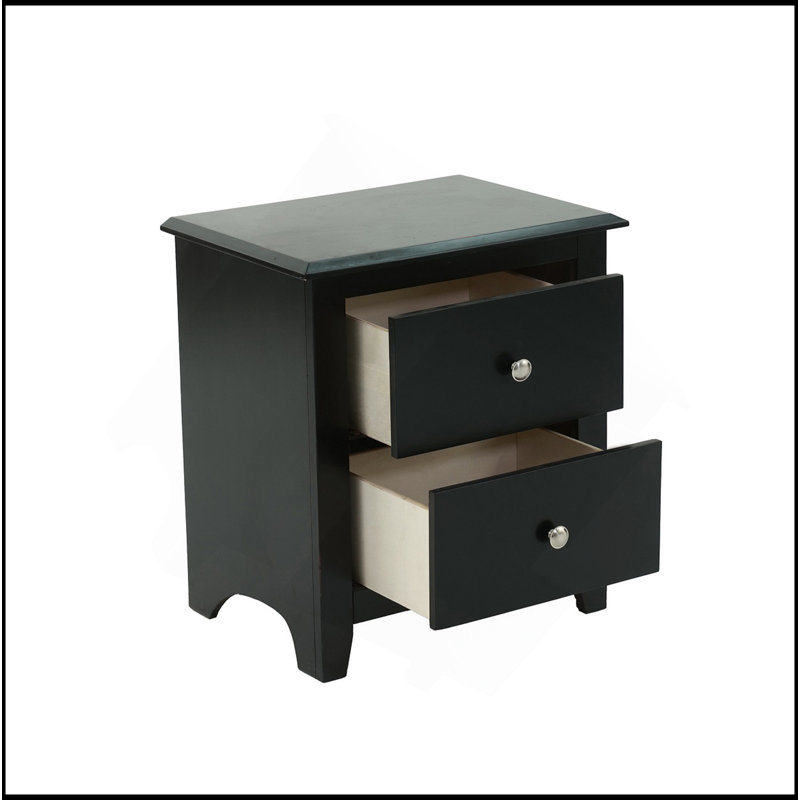 Nightstand With 2 Drawers Storage, Black