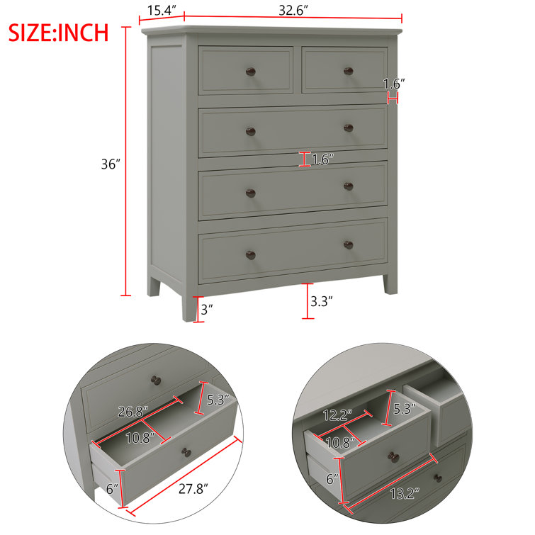 32.6W Tall Bathroom Storage Cabinet with 3 Drawers - Bed Bath