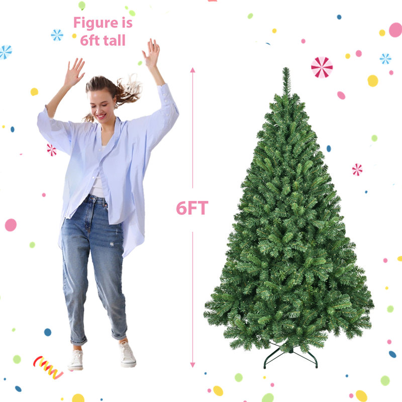 Arbre de Noël de 6 pi avec 280 lumières DEL contrôlées, synchro musicale, 917 pointes et un support en métal pour une présentation stable