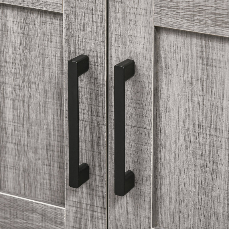 Armoire de salle de bain sous le lavabo avec 2 portes et tablette, conception ouverte à finition grise