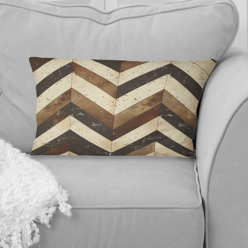 Coussin lombaire brun à chevrons Glam Print IV - Mid-Century