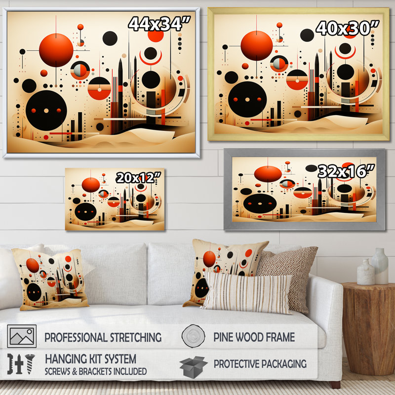 «Echoing Ellipse Beige», art mural géométrique, Toile tendue, H 16 po x l 32 po x P 1 po
