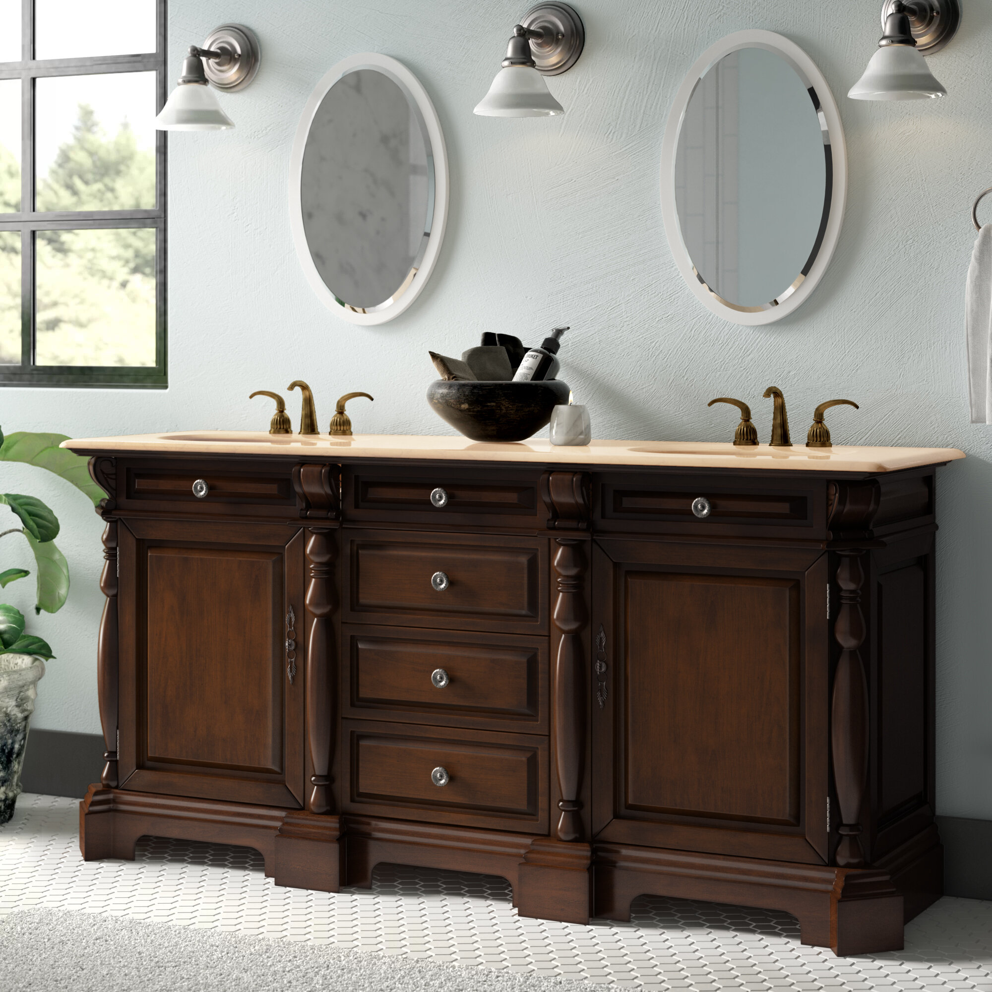 Annaline 72'' Free-Standing Double Bathroom Vanity with Engineered Stone Vanity Top Lark Manor Base Finish: Silver Gray