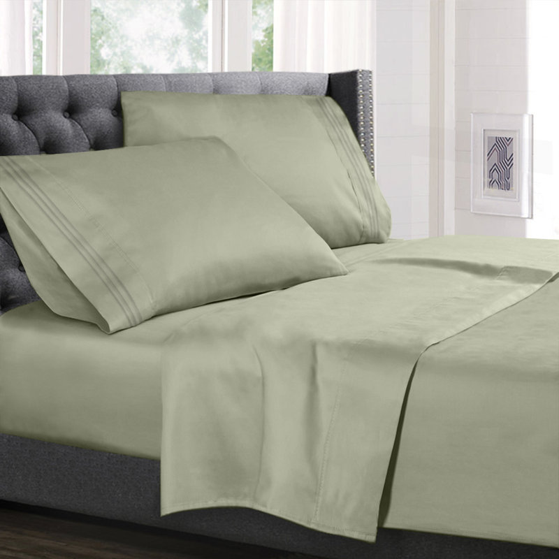 Microfiber Sheet Set, Sage Green, Short Queen Sheet Set+Fitted Sheet+2 Pillowcases