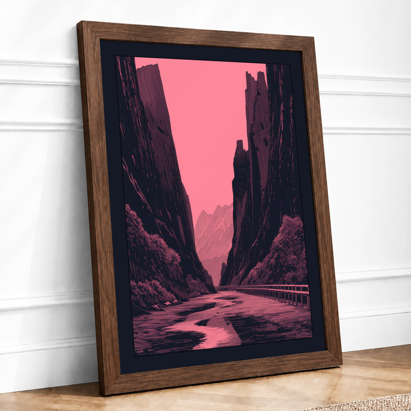 Canyon at Dusk Modern - Framed Print, A2 - 59.4 x 42.0 cm, Walnut