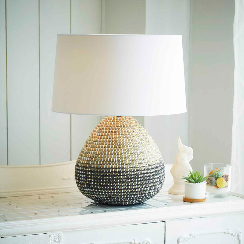 Seagrass Table Lamp, Black Gradient