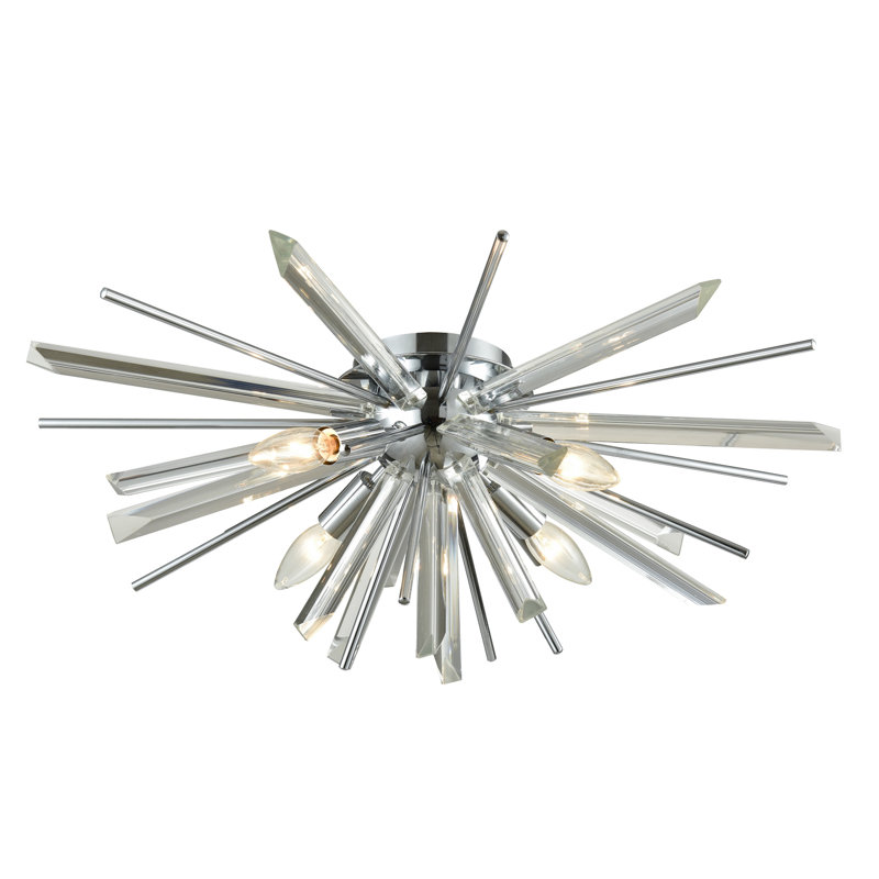 Plafonnier encastré 4 lumières 23,63 po Bruna, Chrome poli