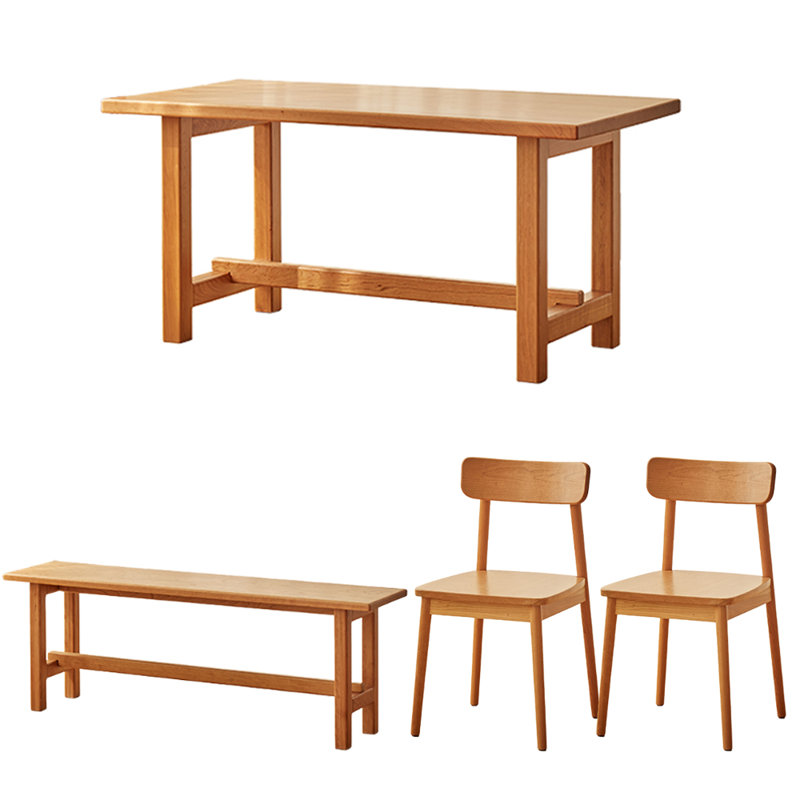 Simple And Durable Thick Cherry Wood Dining Table, 29.52"H x 62.99"L x 31.49"W