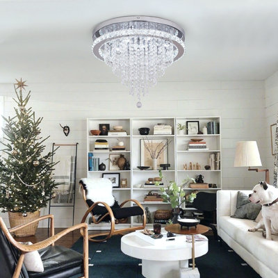 19.6" Crystal Chandeliers Crystal Ceiling Light Fixtures LED Flush Mount Light Modern Chandelier For Living Room Bedrooms Dining Room With Stepless dimming