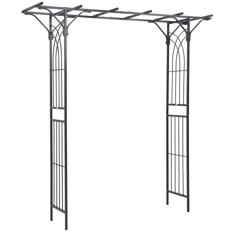 Arche de treillis de jardin 82 po en métal avec tubes en acier durable et volutes élégantes