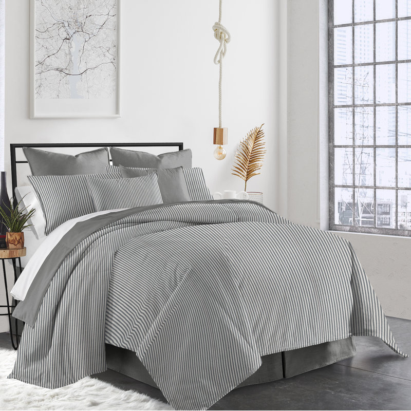 Ensemble de housse de couette Gesto, Housse de couette très grand, 2 taies décorative, Gris