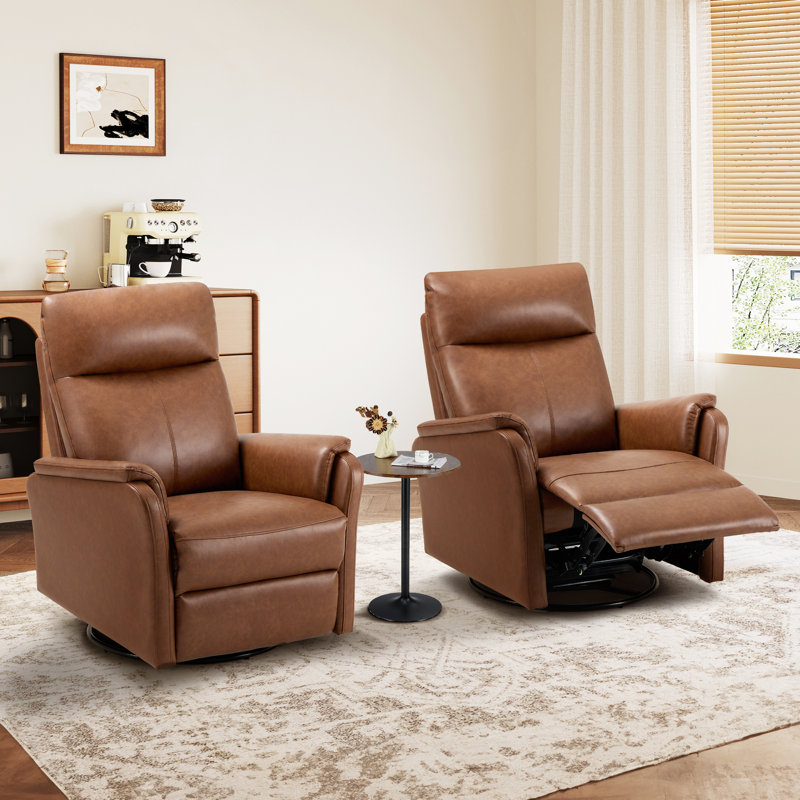 Fauteuil inclinable et pivotant en cuir respirant, Cacao