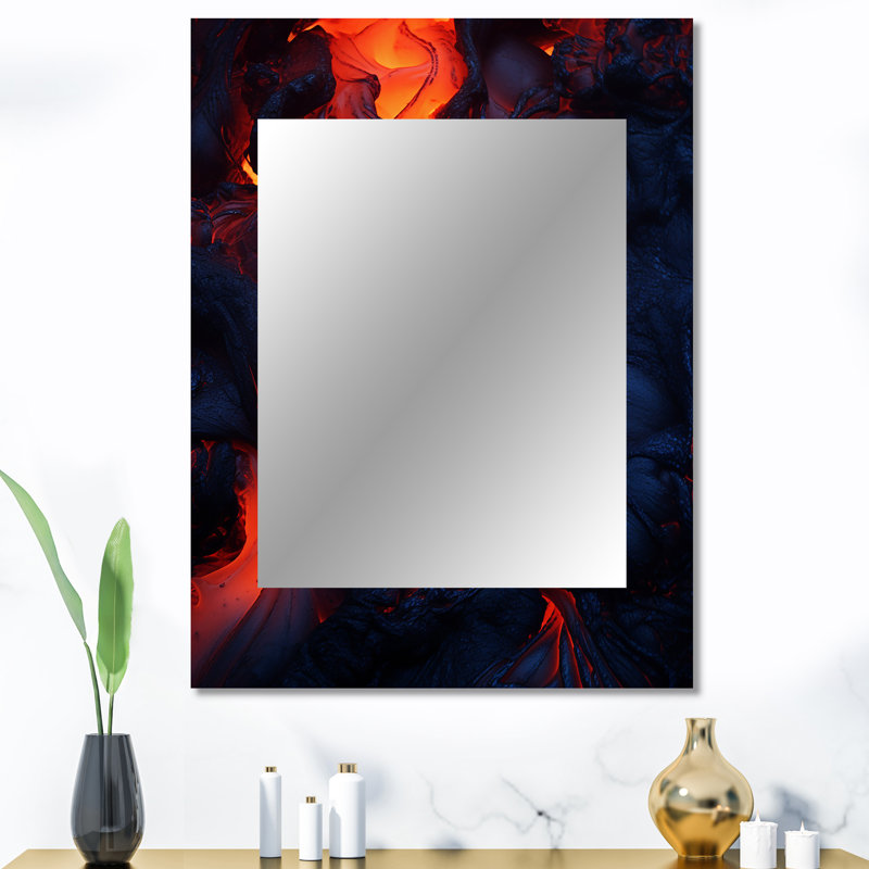 Volcano Volcanic Symphony - grand miroir mural Volcano, miroir décoratif traditionnel, impression d'art en métal