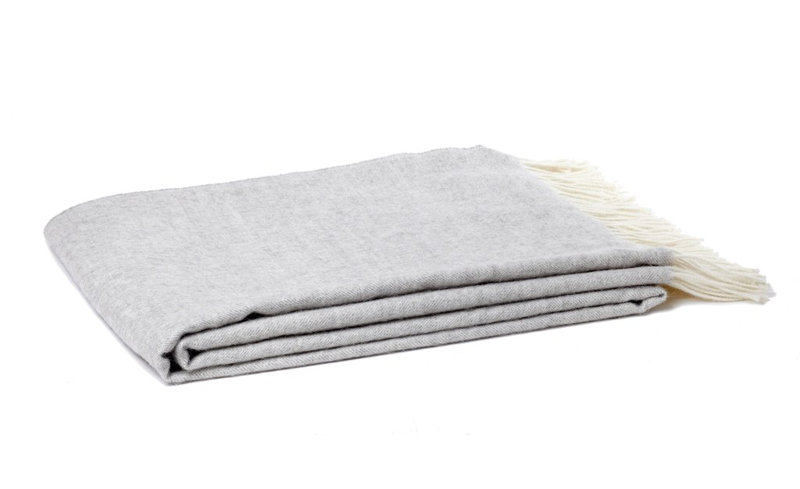 Madison Woven Baby Alpaca Throw Blanket, Heather Gray Herringbone