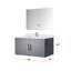 Meuble-lavabo gris foncé 36 po, surface en quartz blanc, robinet, po Miroir à DEL - Teinture - Finition de la surface de la baignoire avec dessus-131092221