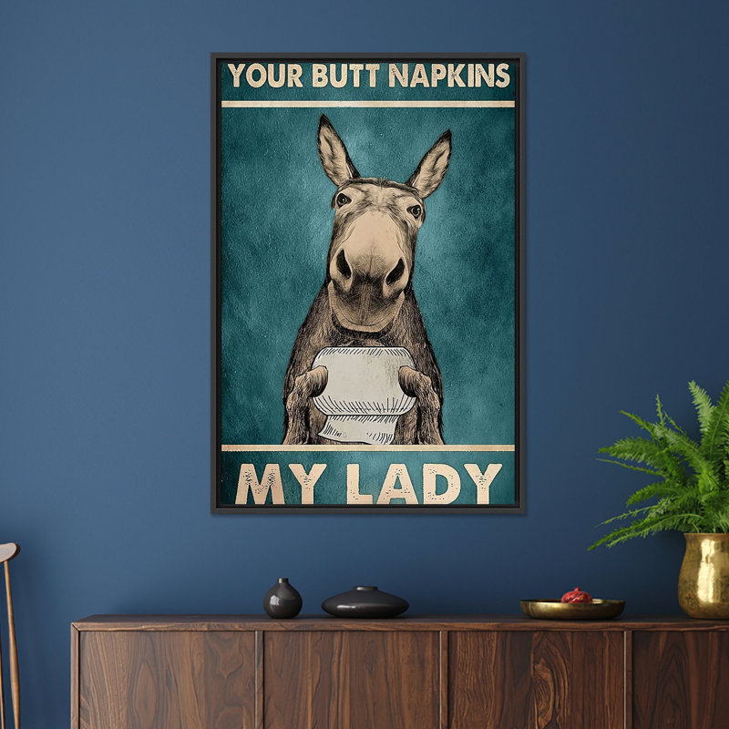 Impression sur toile hilarante pour la salle de bain: Your Your Napkins My Lady, 1P BlackFramedCanves, 63,1 po H x 39,4 po l