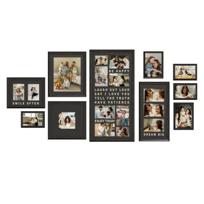 9 Piece Gallery Wall Frame Set Matte Black PVC