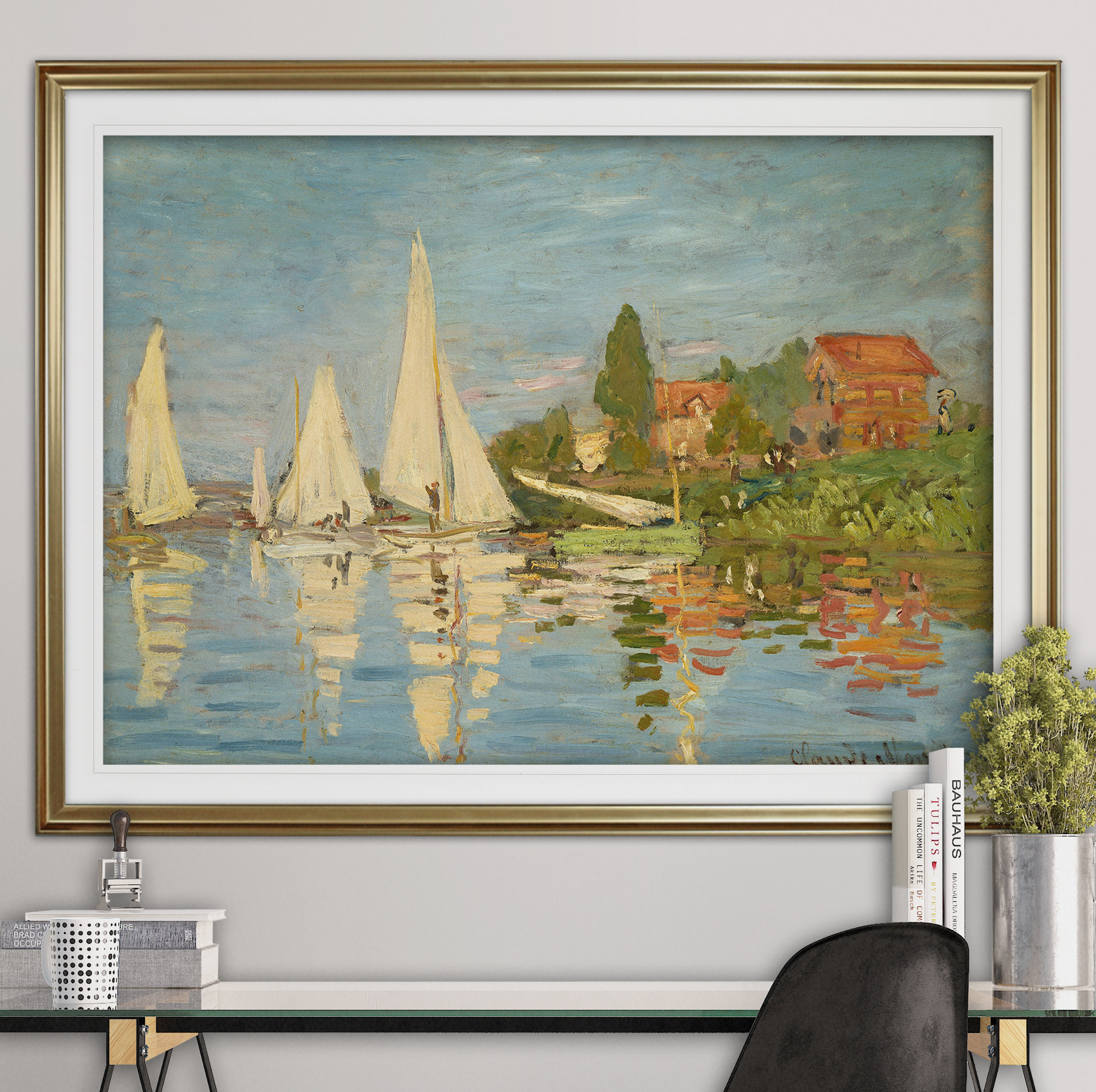 Vault W Artwork Regatta at Argenteuil by Claude Monet Oil Painting Print & Reviews | Wayfair