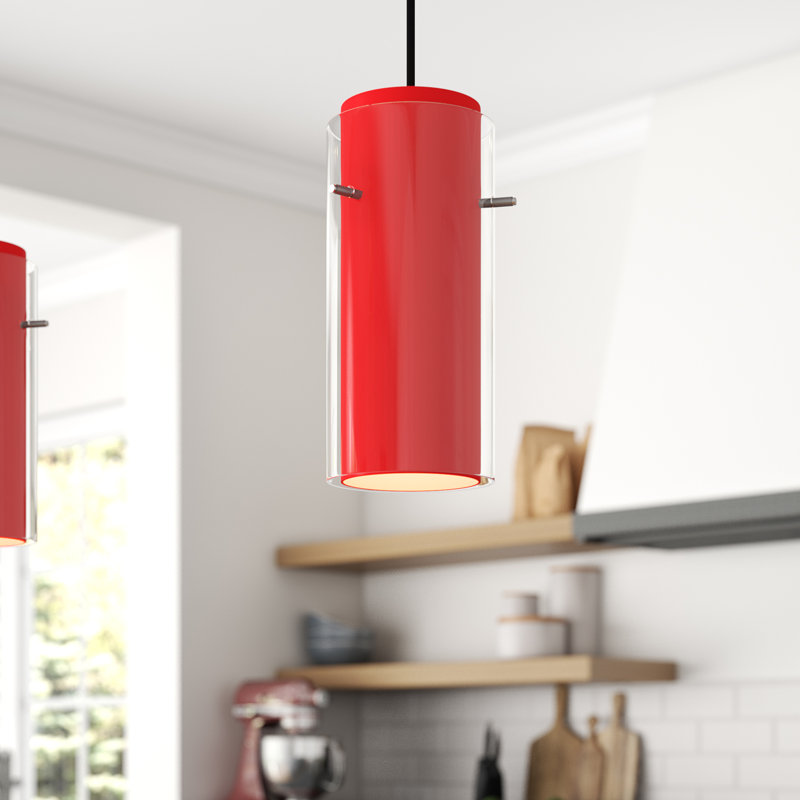 Clarksburg 1 - Light Single Pendant, Clear Red, Oil Rubbed Bronze