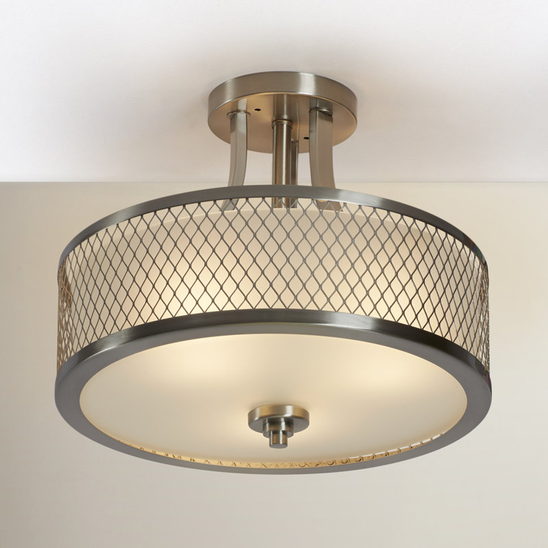 Malang Glass Semi Flush Mount, Brushed Nickel