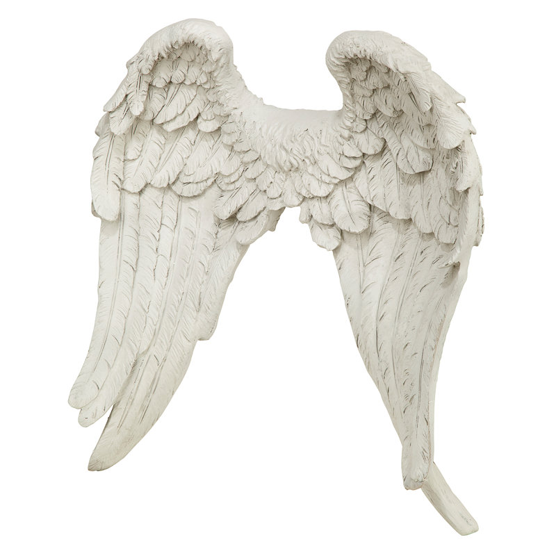 Off-White Resin Angel Wings Garden Statue, 26.5" Height