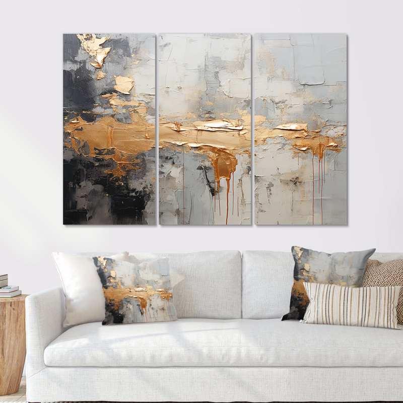 Wentworth - Ensemble d'art mural abstrait, H 28 po x l 36 po x P 1 po, Toile tendue
