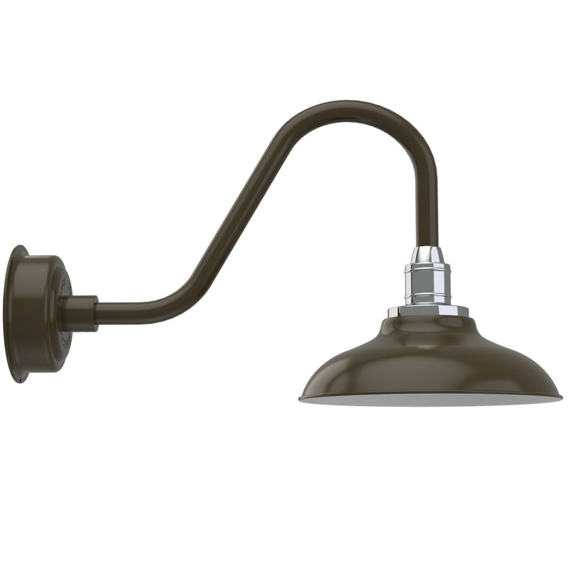 Luminaire de grange d'extérieur Ludwicka, Bronze acajou, H 13,87 po x l 12 po x P 25 po