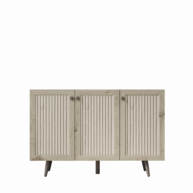 Versatile Three-Door Storage Cabinet for Various Rooms, Enhancing Organization and Style., Grey