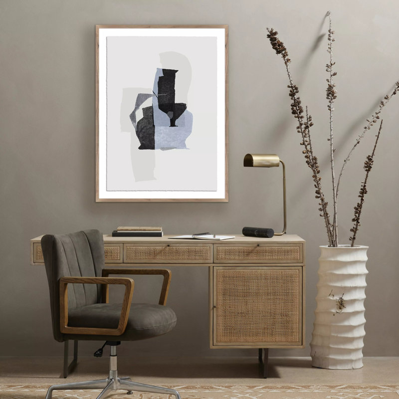 Monoprint 2 (Color Edit) Painting by Fox Studios, Black Maple Framed, 40" H x 30" W x 2.5" D