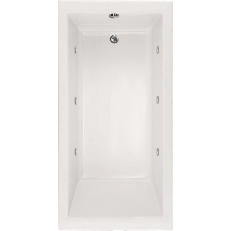 Lacey 60'' L Whirlpool Bathtub, White, Matte Black